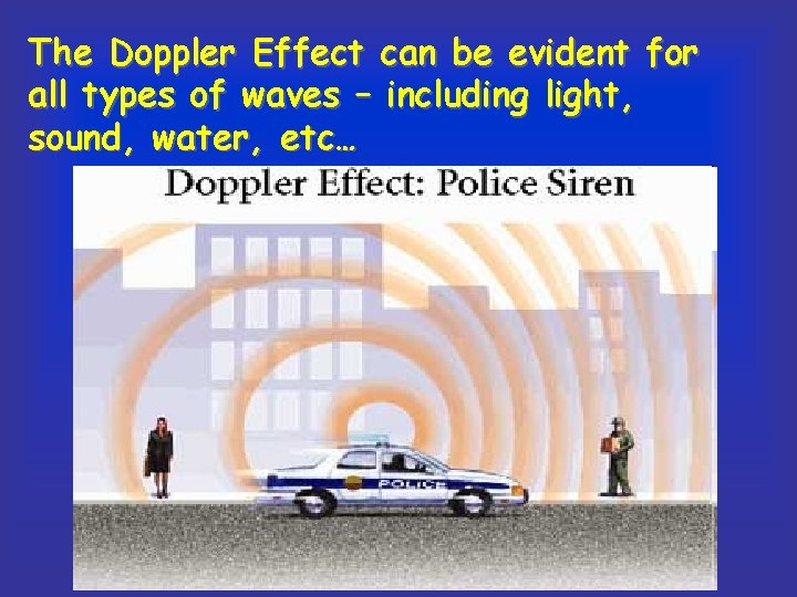 The Doppler Effect can be evident for all types of waves – including light,