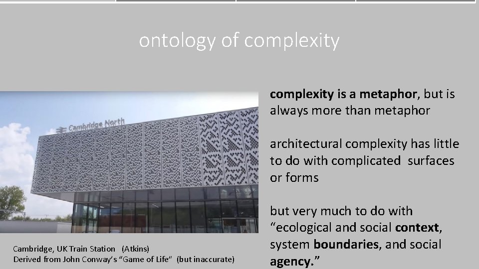 ontology of complexity is a metaphor, but is always more than metaphor architectural complexity