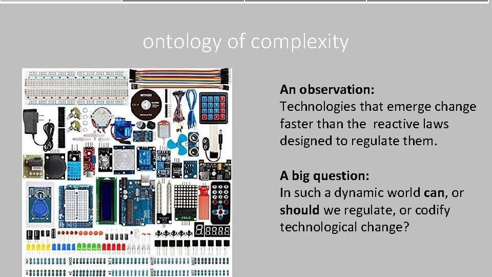ontology of complexity An observation: Technologies that emerge change faster than the reactive laws