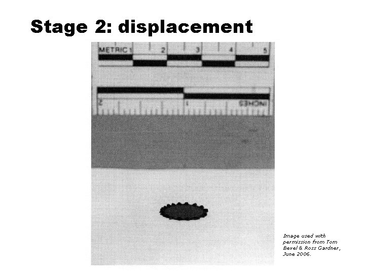 Stage 2: displacement Image used with permission from Tom Bevel & Ross Gardner, June