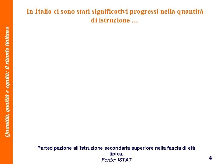 Quantità, qualità e equità: il ritardo italiano In Italia ci sono stati significativi progressi