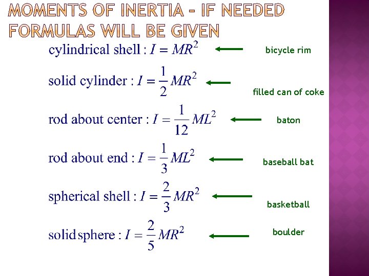 bicycle rim filled can of coke baton baseball bat basketball boulder 