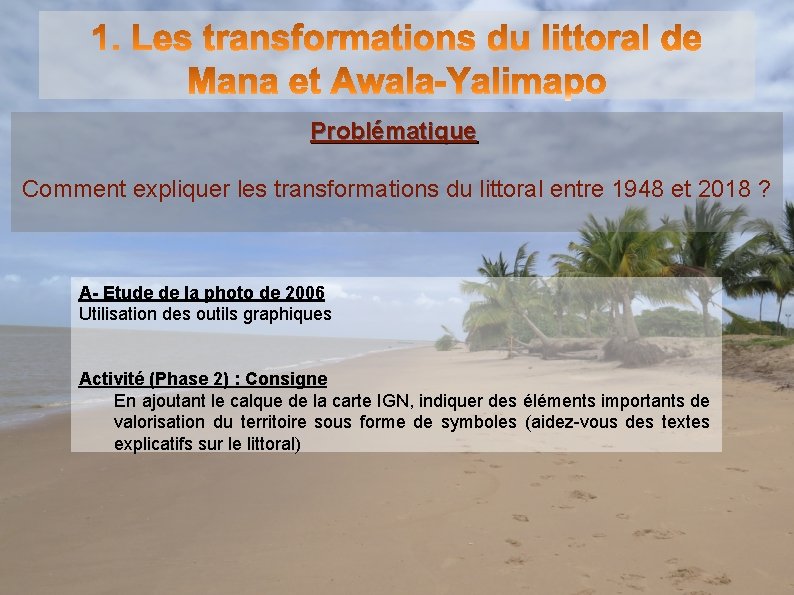 Problématique Comment expliquer les transformations du littoral entre 1948 et 2018 ? A- Etude