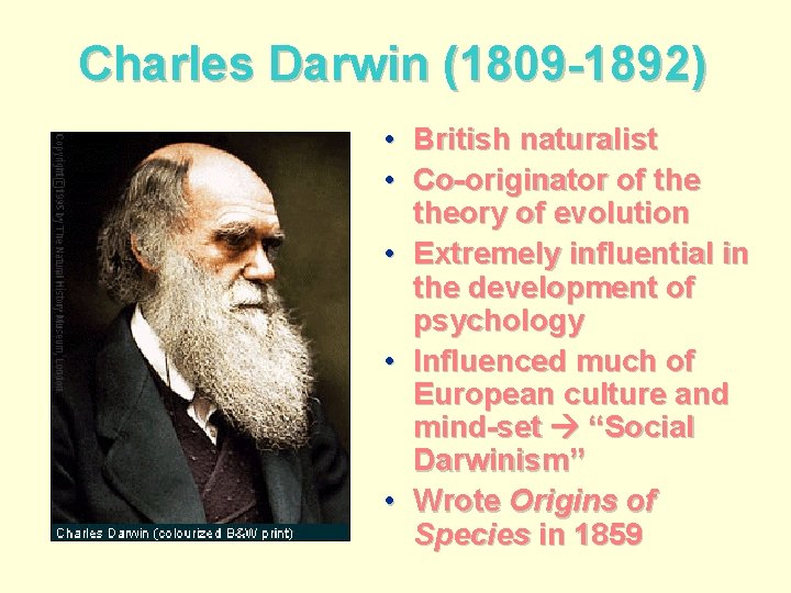 Charles Darwin (1809 -1892) • British naturalist • Co-originator of theory of evolution •