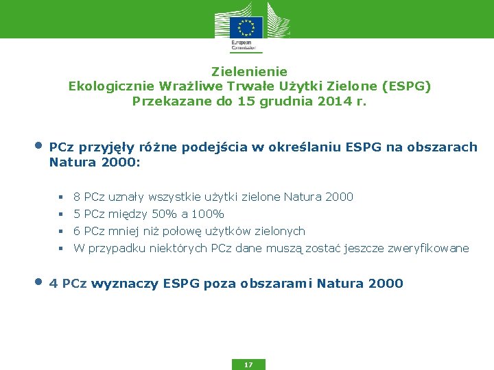 Zielenienie Ekologicznie Wrażliwe Trwałe Użytki Zielone (ESPG) Przekazane do 15 grudnia 2014 r. •