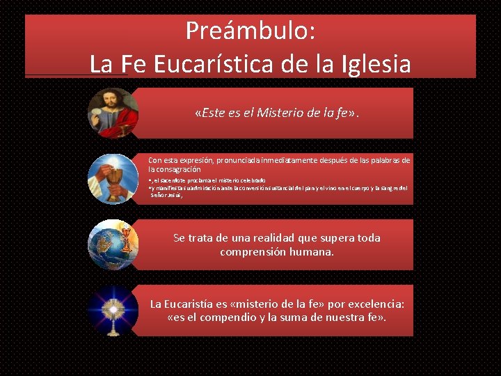 Preámbulo: La Fe Eucarística de la Iglesia «Este es el Misterio de la fe»