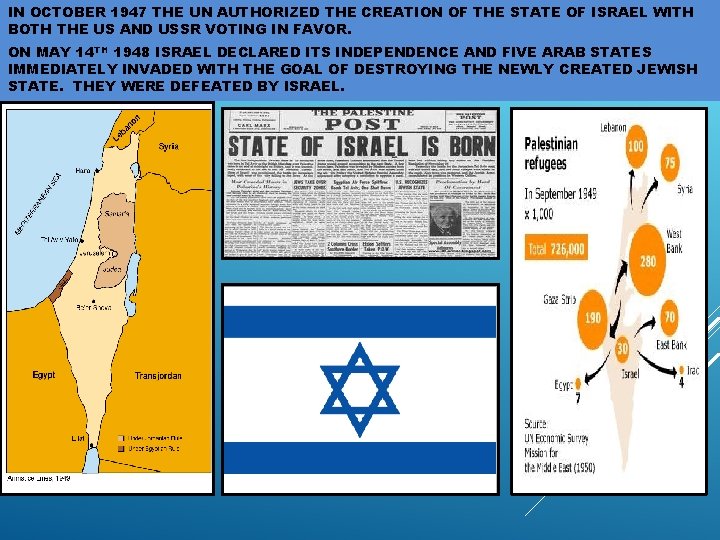 IN OCTOBER 1947 THE UN AUTHORIZED THE CREATION OF THE STATE OF ISRAEL WITH