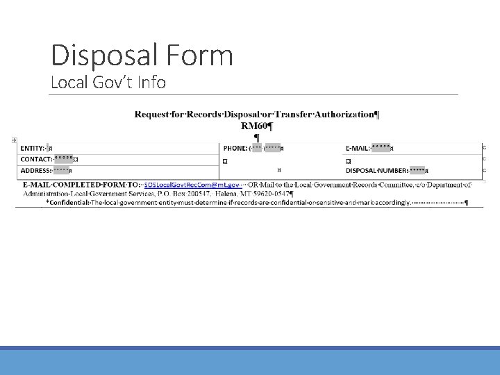 Disposal Form Local Gov’t Info 