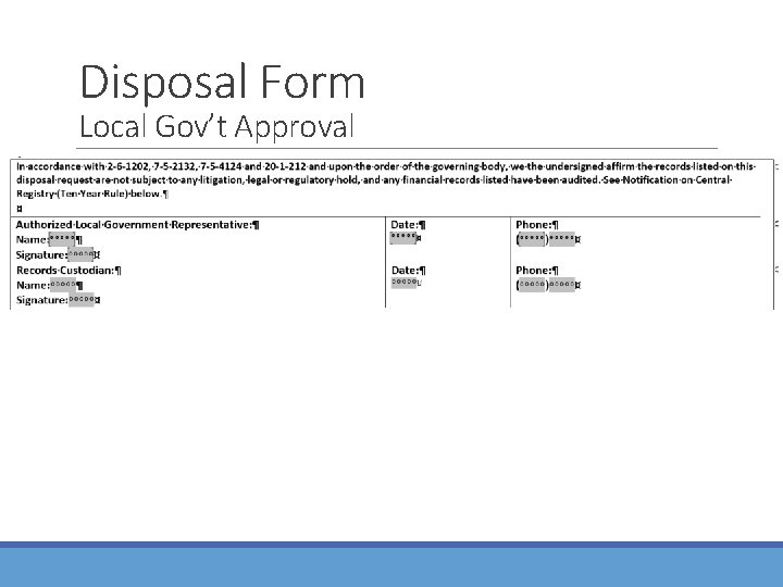 Disposal Form Local Gov’t Approval 
