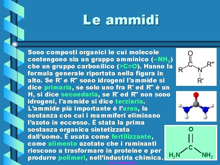 Le ammidi Sono composti organici le cui molecole contengono sia un gruppo amminico (--NH