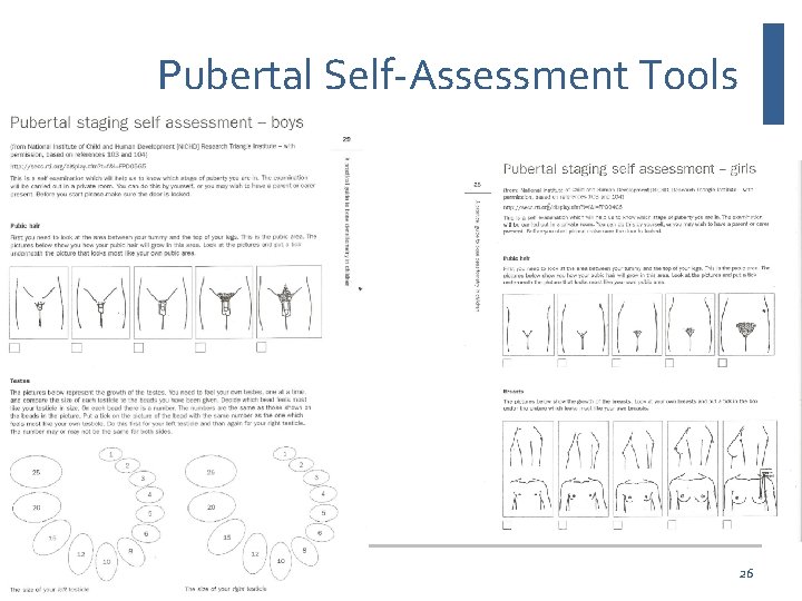 Pubertal Self-Assessment Tools 26 