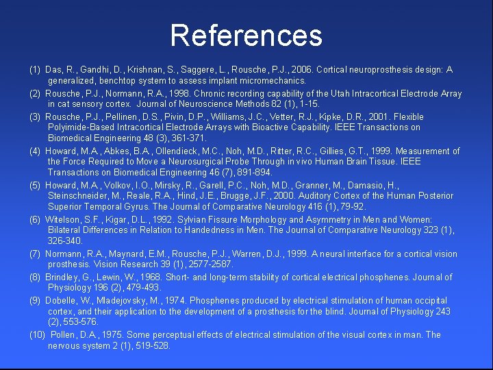 References (1) Das, R. , Gandhi, D. , Krishnan, S. , Saggere, L. ,