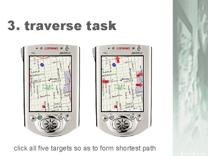 3. traverse task click all five targets so as to form shortest path 