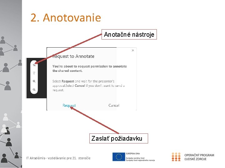 2. Anotovanie Anotačné nástroje Zaslať požiadavku IT Akadémia - vzdelávanie pre 21. storočie 