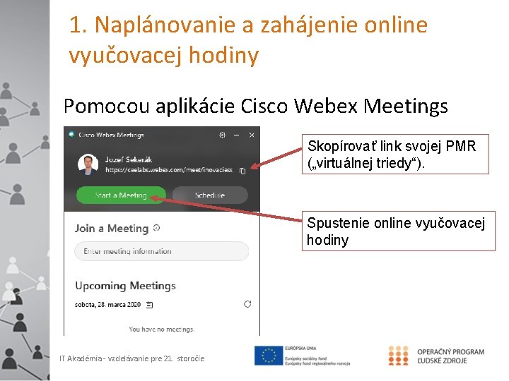 1. Naplánovanie a zahájenie online vyučovacej hodiny Pomocou aplikácie Cisco Webex Meetings Skopírovať link