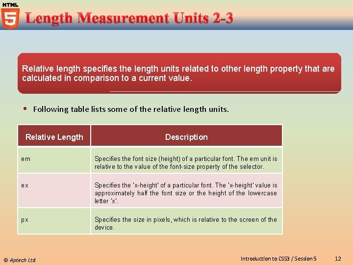 Relative length specifies the length units related to other length property that are calculated