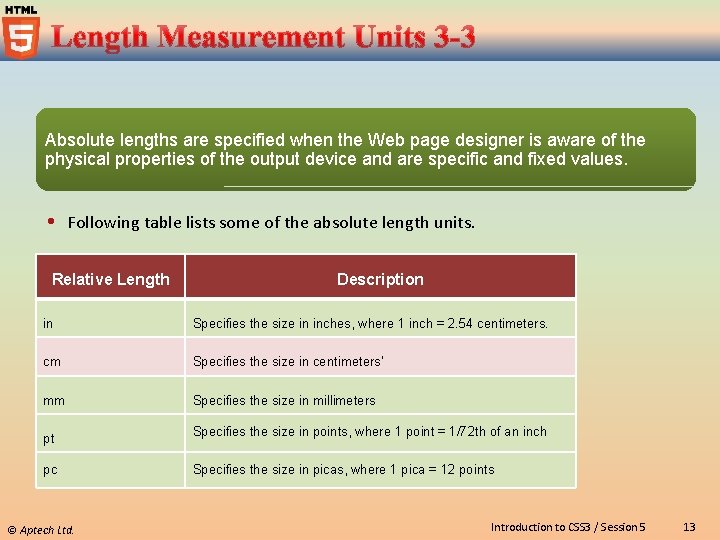 Absolute lengths are specified when the Web page designer is aware of the physical
