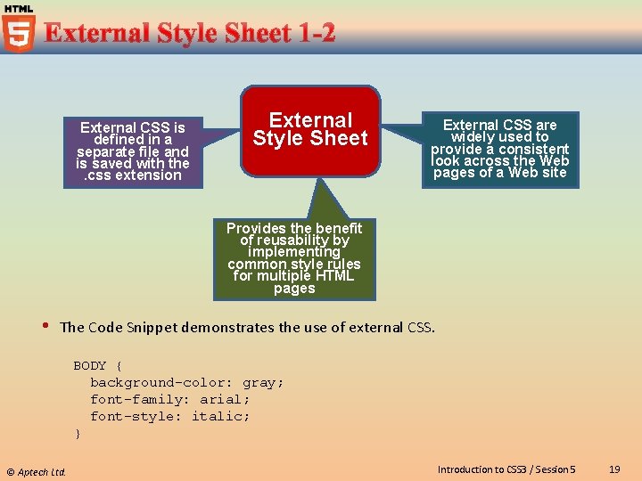 External CSS is defined in a separate file and is saved with the. css