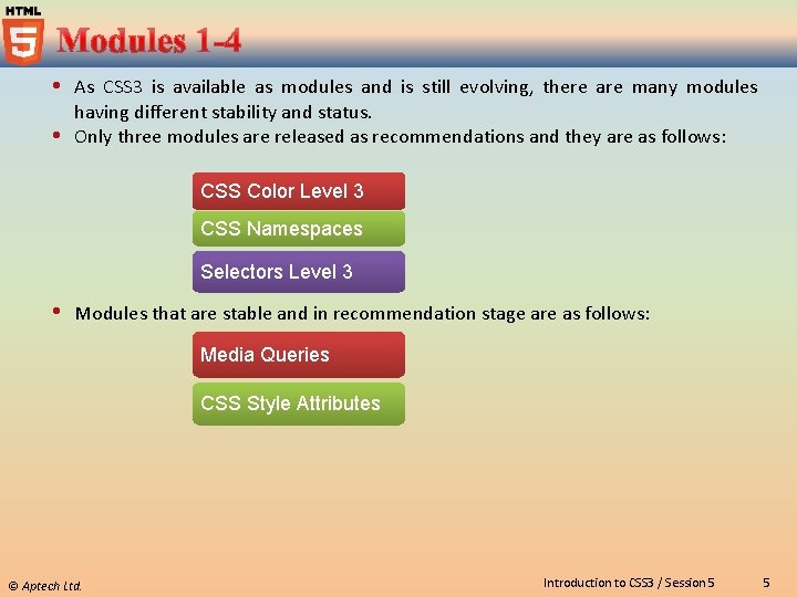  As CSS 3 is available as modules and is still evolving, there are