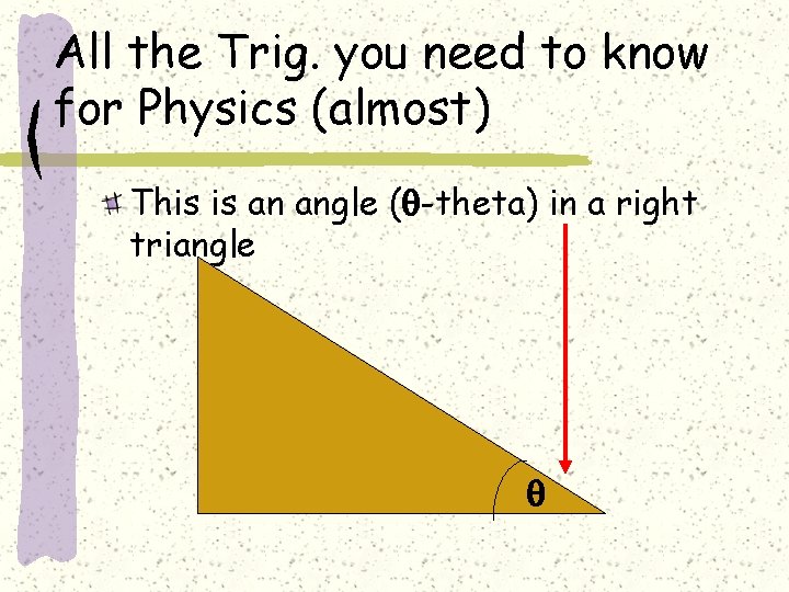 All the Trig. you need to know for Physics (almost) This is an angle