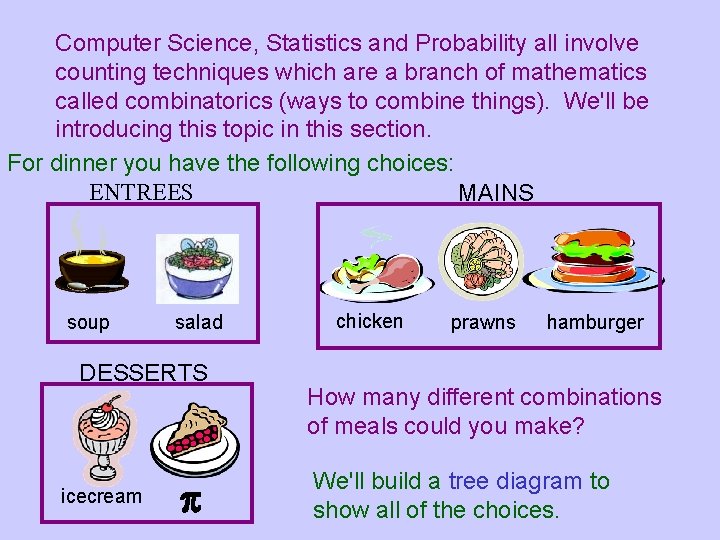 Computer Science, Statistics and Probability all involve counting techniques which are a branch of Computer Science, Statistics and Probability all involve counting techniques which are a branch of