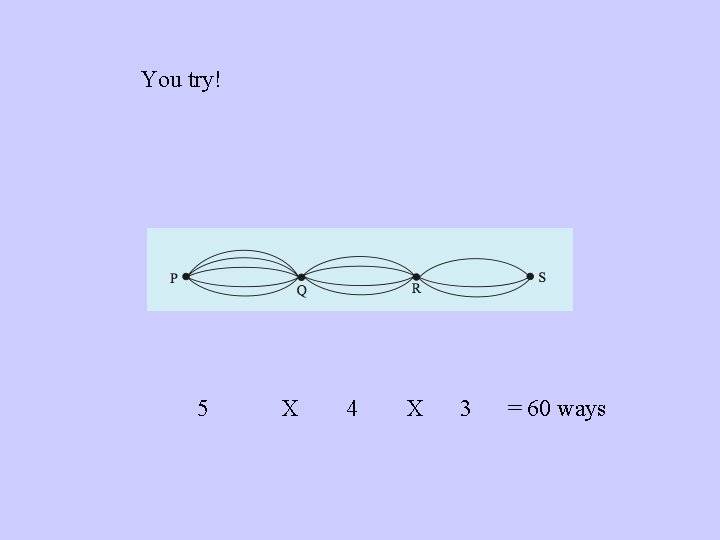 You try! 5 X 4 X 3 = 60 ways You try! 5 X 4 X 3 = 60 ways