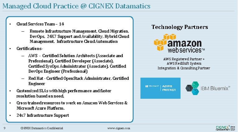 Managed Cloud Practice @ CIGNEX Datamatics • Cloud Services Team – 14 ― •