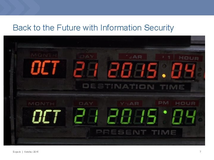 Back to the Future with Information Security Experis | October 2015 7 