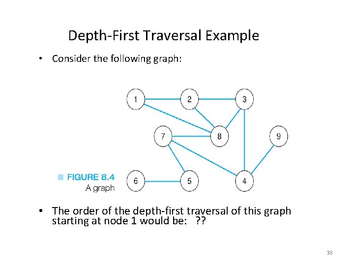 Depth-First Traversal Example • Consider the following graph: • The order of the depth-first Depth-First Traversal Example • Consider the following graph: • The order of the depth-first