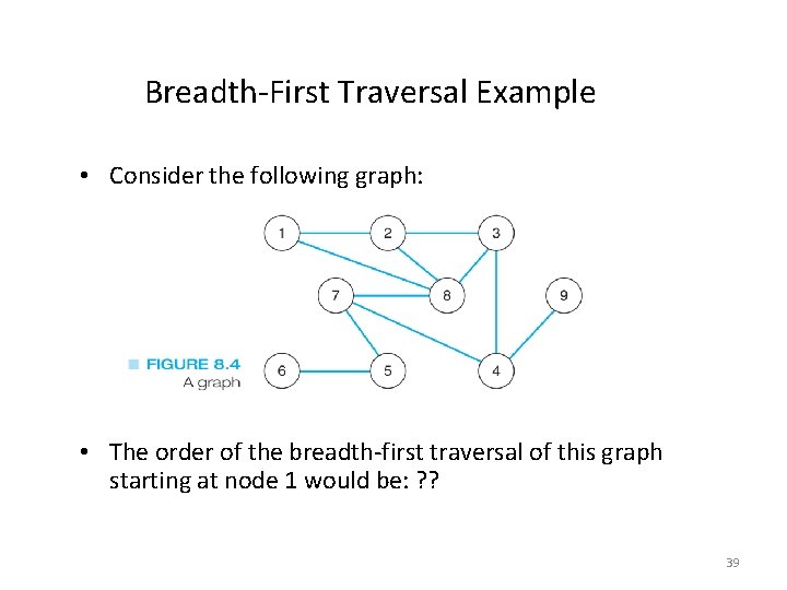 Breadth-First Traversal Example • Consider the following graph: • The order of the breadth-first Breadth-First Traversal Example • Consider the following graph: • The order of the breadth-first