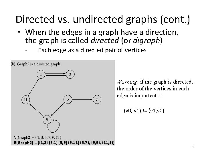 Directed vs. undirected graphs (cont. ) • When the edges in a graph have Directed vs. undirected graphs (cont. ) • When the edges in a graph have