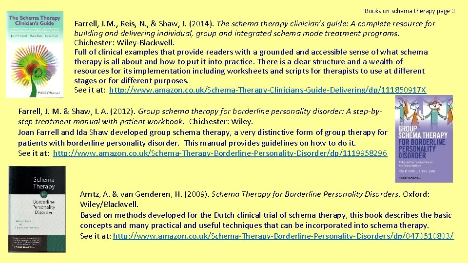 Books on schema therapy page 3 Farrell, J. M. , Reis, N. , &