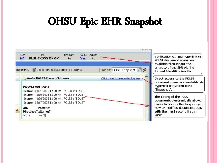 OHSU Epic EHR Snapshot 