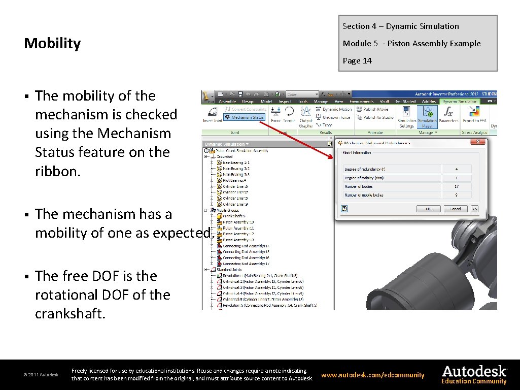 Section 4 – Dynamic Simulation Mobility Module 5 - Piston Assembly Example Page 14