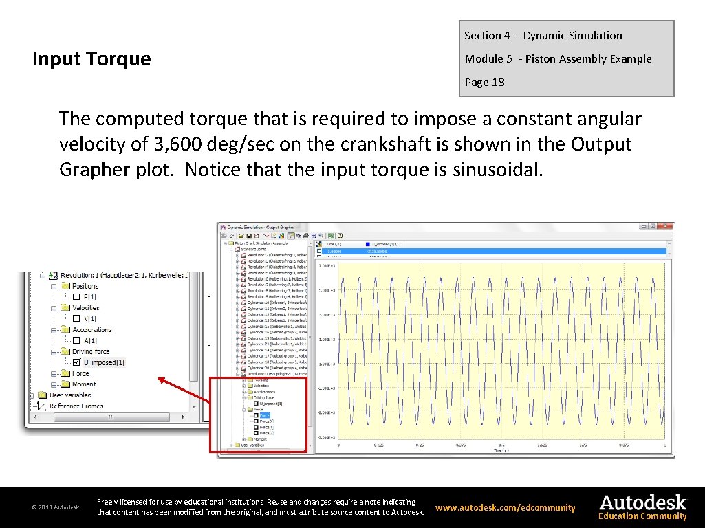 Section 4 – Dynamic Simulation Input Torque Module 5 - Piston Assembly Example Page