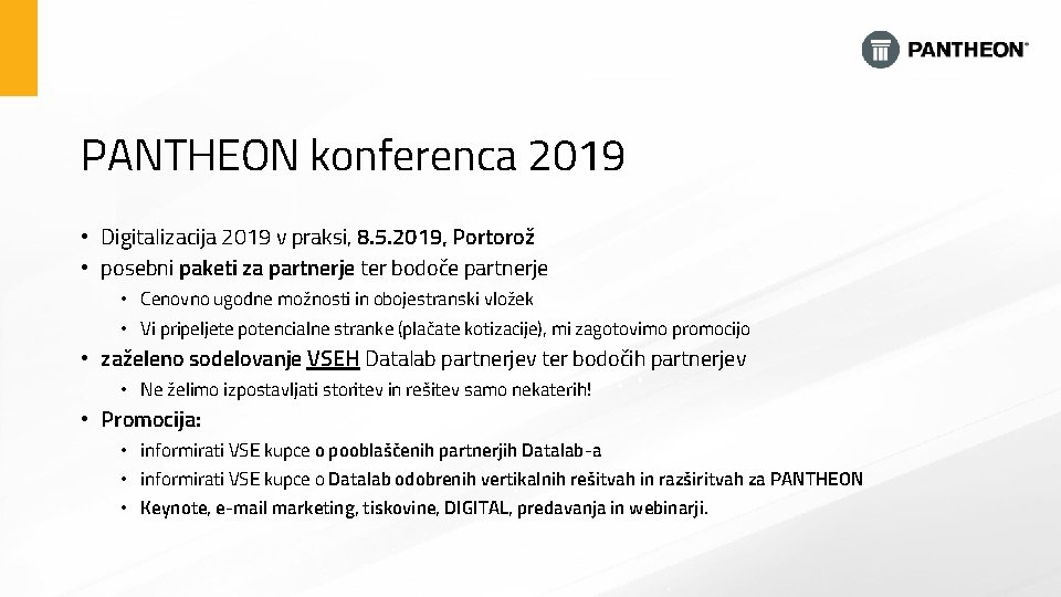 PANTHEON konferenca 2019 • Digitalizacija 2019 v praksi, 8. 5. 2019, Portorož • posebni