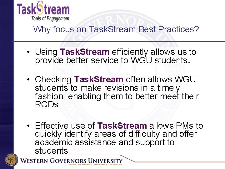 Why focus on Task. Stream Best Practices? • Using Task. Stream efficiently allows us