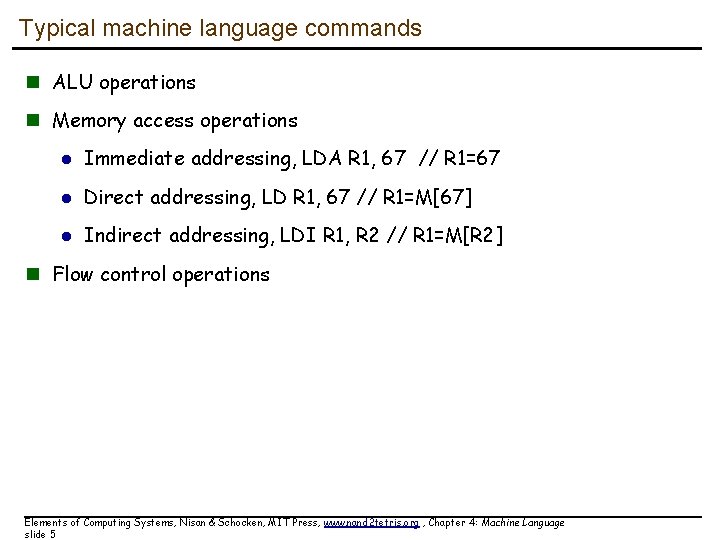 Machine Assembly Language Building a Modern Computer From