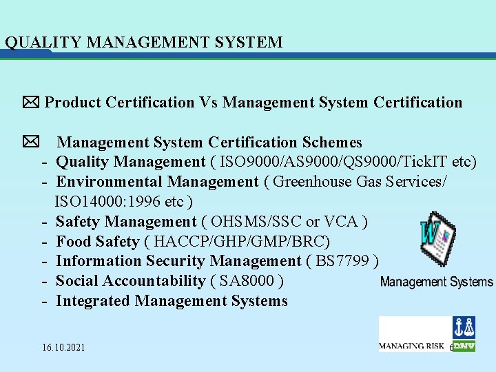 QUALITY MANAGEMENT SYSTEM ISO 9001 2000 SHIP BUILDING