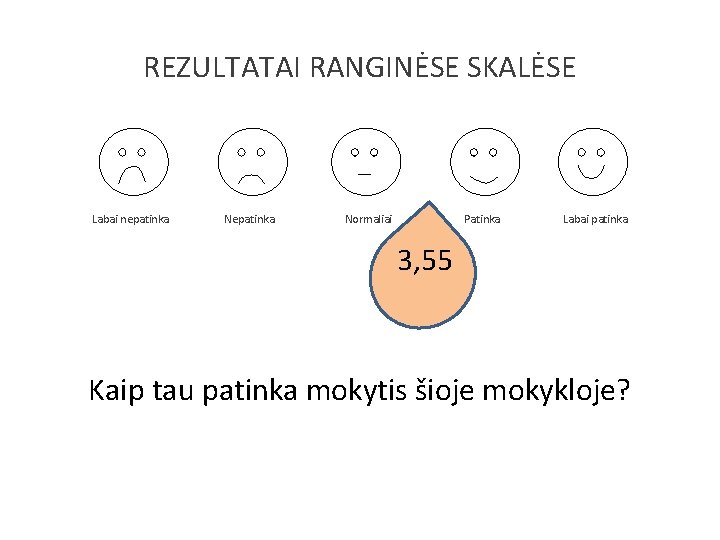 REZULTATAI RANGINĖSE SKALĖSE Labai nepatinka Normaliai Patinka Labai patinka 3, 55 Kaip tau patinka