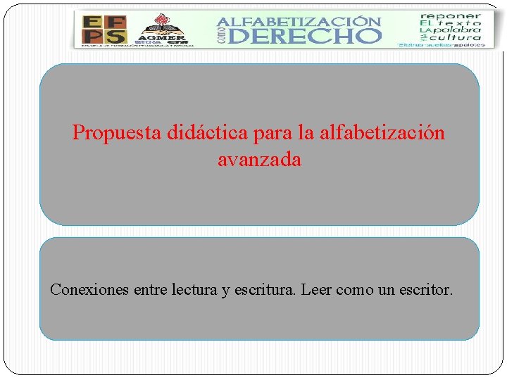 Propuesta didáctica para la alfabetización avanzada Conexiones entre lectura y escritura. Leer como un