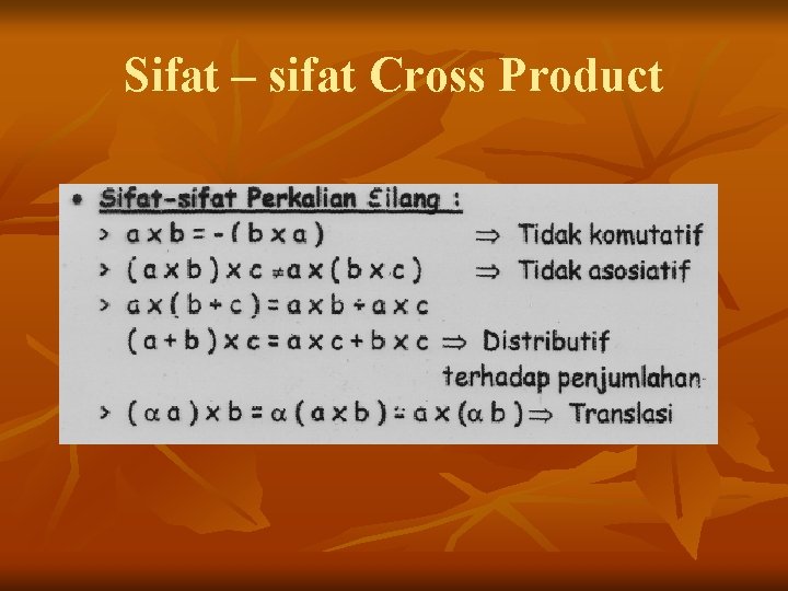 Sifat – sifat Cross Product 