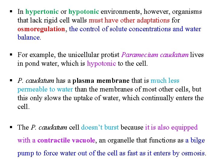 § In hypertonic or hypotonic environments, however, organisms that lack rigid cell walls must