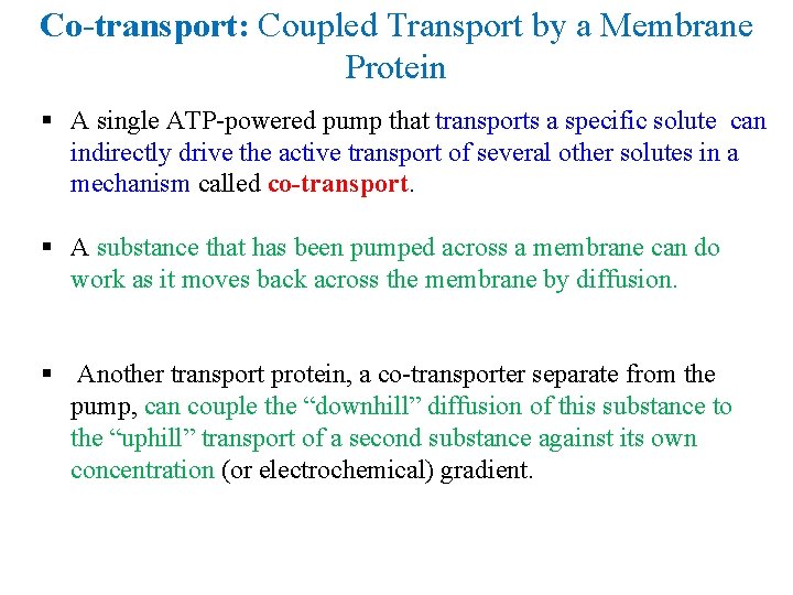 Co-transport: Coupled Transport by a Membrane Protein § A single ATP-powered pump that transports