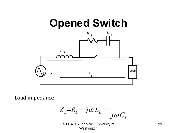 Opened Switch Rs Cs + - Ls V I Load 3 Load impedance ©