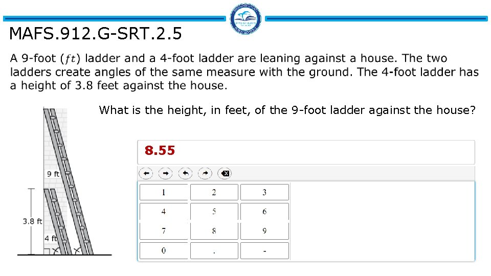 MAFS. 912. G-SRT. 2. 5 What is the height, in feet, of the 9