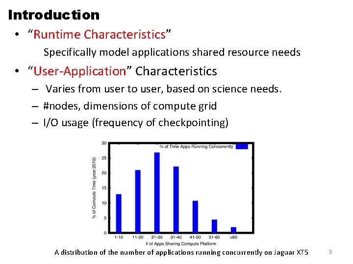 Introduction • “Runtime Characteristics” Specifically model applications shared resource needs • “User-Application” Characteristics –