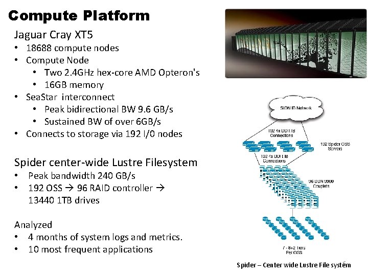 Compute Platform Jaguar Cray XT 5 • 18688 compute nodes • Compute Node •