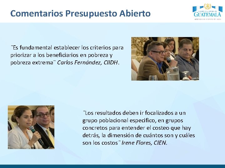 Comentarios Presupuesto Abierto ¨Es fundamental establecer los criterios para priorizar a los beneficiarios en