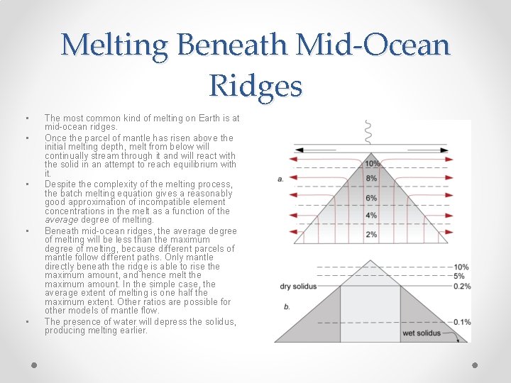 Melting Beneath Mid-Ocean Ridges • • • The most common kind of melting on